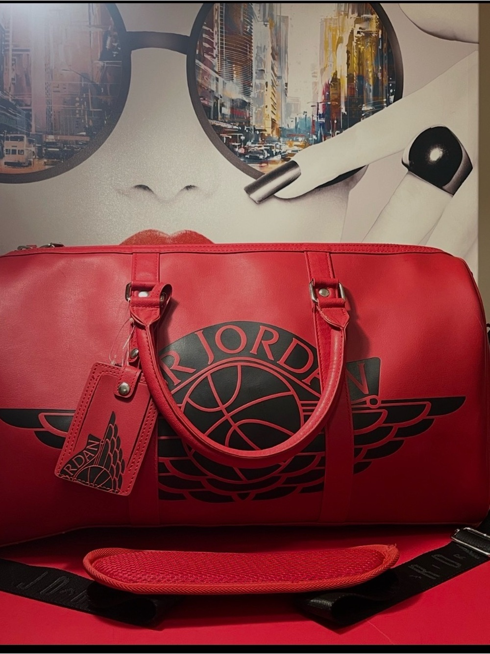 Jordan Red and Black Duffel Bag with Winged Logo Limited Edition